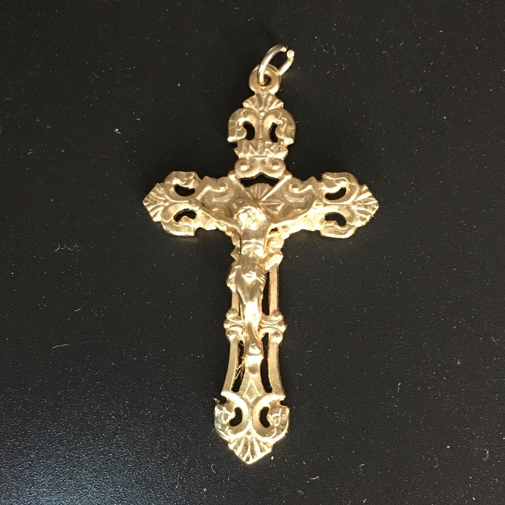 Vintage Crucifix Cross Pendant Gold Tone Christian Catholic Religious - Picture 4 of 6